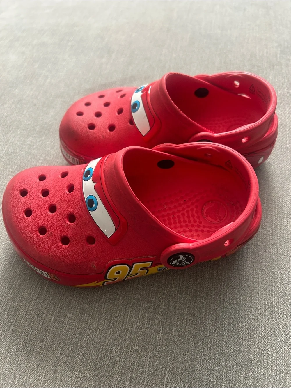 Kids (size 9) Red Lightning McQueen Crocs (light up!)